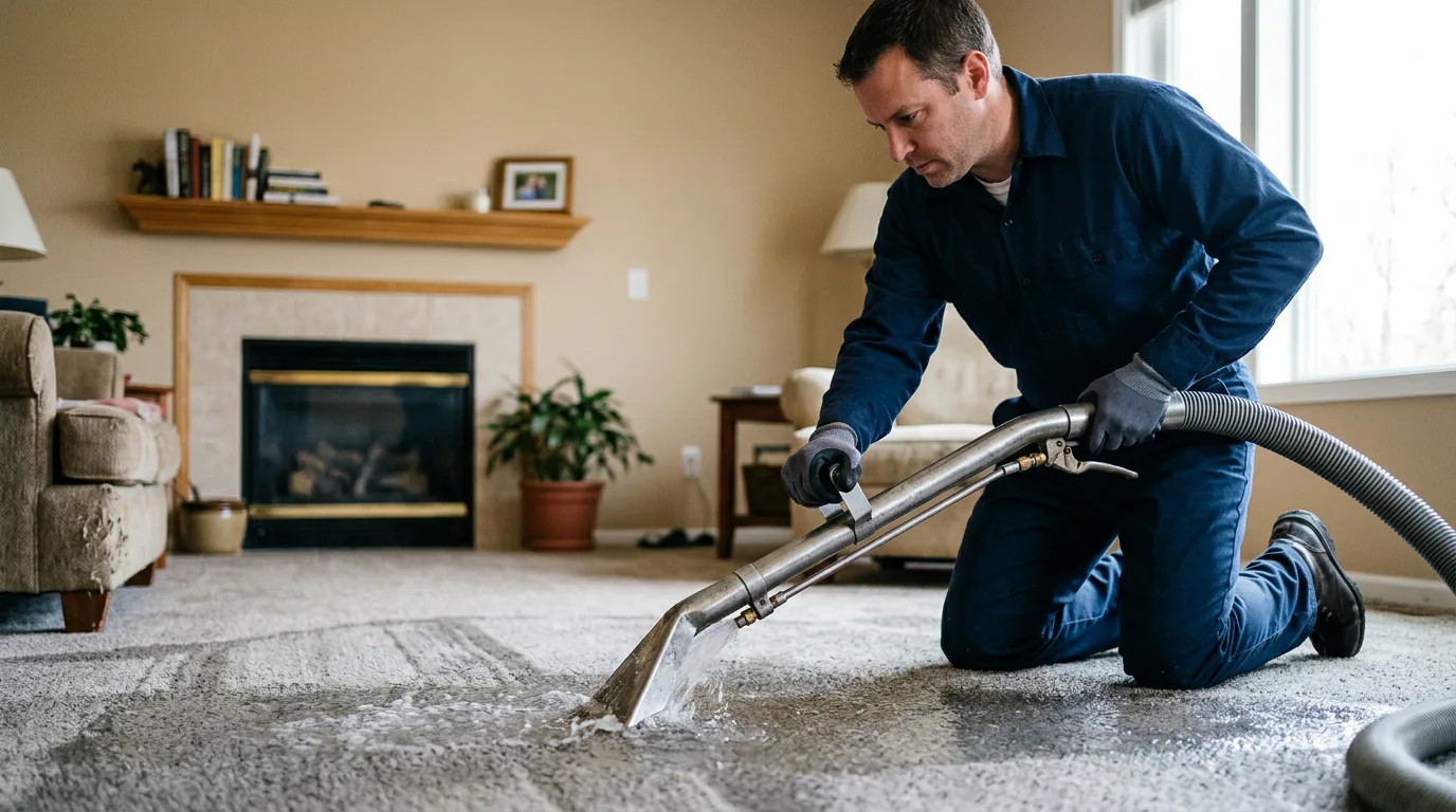 Water damage restoration technician working near Hampton, VA